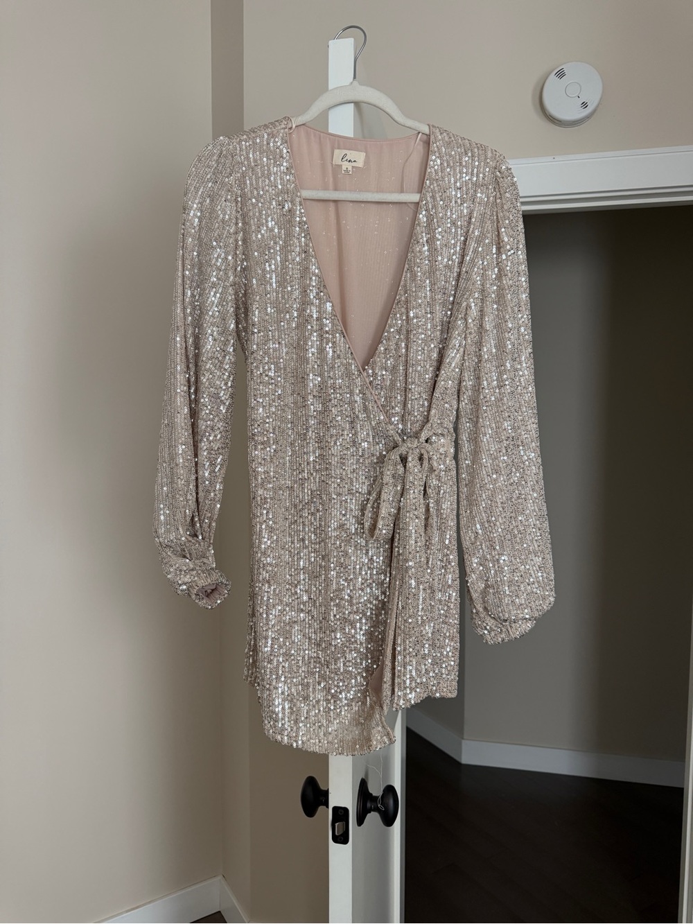 Lena Rose Gold Sequin Wrap Romper